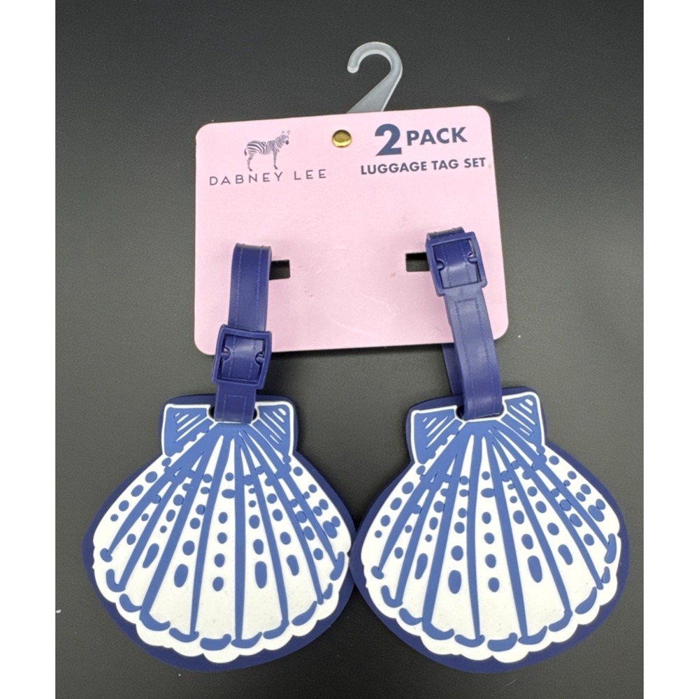 DABNEY LEE Blue & White Seashells 2-Pack Silicone Luggage Travel Tag Set NWT